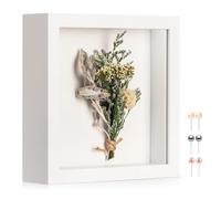 MUXIUNT 3d Deep Shadow Box Frame 6x6in with Real Glass Panel and Soft Linen Back, 6x6in(15.2x15.2cm) White 3d Deep Picture Photo Frames Box Display Insect Medal Display Pet Photo Flower Craft