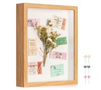 MUXIUNT 3d Deep Shadow Box Frame 8x10in with Real Glass Panel and Soft Linen Back, 8x10in(20.32x25.4cm) Brown 3d Deep Picture Photo Frames Box Display Craft Flower Baby Pet Wedding Photo Memorial Gift