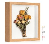 MUXIUNT 3d deep shadow box frame 8x8in with Real Glass Panel and Soft Linen Back, 8x8in(20.32x20.32cm) Brown 3d deep picture photo frames box display Craft Flower Baby Pet Wedding Photo Memorial Gift
