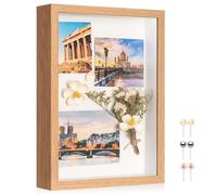 MUXIUNT 3d deep shadow box frame A4 with Real Glass Panel and Soft Linen Back, A4 Brown 3d deep picture photo frames box display Craft Flower Baby Pet Wedding Photo Memorial Gift