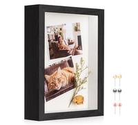 MUXIUNT 3d deep shadow box frame A5 with Real Glass Panel and Soft Linen Back, A5 Black 3d deep picture photo frames box display Craft Flower Baby Pet Wedding Photo Memorial Gift