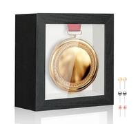 MUXIUNT 3x3 Small Square Shadow Box Picture Frame Display Case with Soft Linen Back,Small Mini Tiny Black Deep Shadow Memory Box Frame 3x3 for Nsect Specimen Baby Wedding Pet Graduation Medal Souvenir