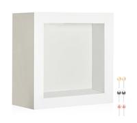 MUXIUNT 3x3 Small Square Shadow Box Picture Frame Display Case with Soft Linen Back,Small Mini Tiny White Deep Shadow Memory Box Frame 3x3 for Nsect Specimen Baby Wedding Pet Graduation Medal Souvenir