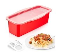 MUXIUNT Microwave Pasta Spaghetti Cooker Pot with Strainer Lid,Pasta Cooker in Microwave with Water Level and Spaghetti Portion Measuring Device,Dormitory Office Apartment Kitchen Essentials