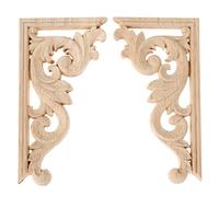 MUXSAM 1 Pair Carved Wood Corner Carved Moulding Decorative 13 * 7cm | Unpainted Wood Onlays,Unfinished Wood Appliques,for Cupboard Upcycling,Farmhouse Furniture Restoration,for Dresser Fireplace