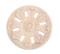 MUXSAM 1PC Carved Wooden Bed Door Wood Carved Appliques Retro Round Woodcarving Decal Unpainted Furniture Cabinet Wall Decor Crafts 15cm