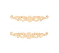 MUXSAM 2pcs 16 * 3cm Wood Carved Applique Onlay for Decoration Furniture Decals Corner Long Onlay Applique Unpainted Flower Door Decor European Style