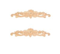 MUXSAM 2pcs 20 * 5cm Wood Carved Applique Mouldings Long Onlay Unpainted Rose Flower Door Home Decor Sculptures for Home British Farmhouse Style