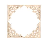 MUXSAM 4-Pack Wood Carved Corner Onlay Appliques Vintage Wooden Furniture Decals Unpainted Wood Carving Decor for Wall Ceiling Door Bed Cabinet Cupboard Table Sofa 11x11cm/4.33"x4.33"