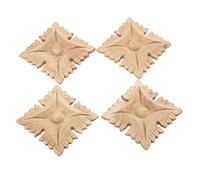 MUXSAM 4pcs 3# Wood Carved Square Corner Flower Onlay Applique Unpainted Door European Style