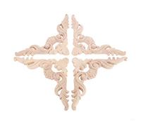 MUXSAM 4Pcs Decorative Mouldings Long Wood Carved Applique Unpainted Wooden Corner Onlay Decor Furniture Decals for Bed Door Cabinet, Woodcarving Decoration 12.5x12.5cm