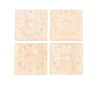 MUXSAM 4pcs Wood Carved Applique Onlay for Decoration Furniture Decals Corner Door Coset Drawer Ceiling Handmade Craft Unpainted 10x10cm