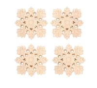 MUXSAM 4pcs Wood Carved Applique Onlay for Decoration Furniture Decals Corner Frame Furniture Craft Unpainted 12x12cm