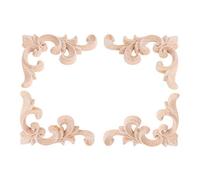 MUXSAM 4Pcs Wood Carved Applique Onlay for Furniture Decals Corner 7.5x6cm | Unpainted for Custom Staining,Lightweight Solid Timber for Cupboard,Wardrobe&Fireplace Vintage Renovation Projects Farmhouse