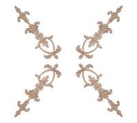 MUXSAM 4Pcs Wood Carved Decal Mouldings Long Vertical Carved Flower Pattern Corner Onlay Applique Frame Decoration 27x8.5cm
