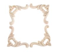 MUXSAM 4Pcs Wood Decorative Mouldings 3.15" x 3.15"(8x8cm) Vintage European Style Corner Onlay Applique Frame Unpainted Carved Decal for Furniture Decoration Craft