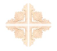 MUXSAM 4Pcs Wood Onlays and Appliques Wood Carved Corner Applique Mouldings Retro Round 6x6cm Unpainted Furniture Decals for Fireplace Cabinet Bed Cupboard Mirro, Mouldings & Trim