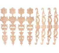 MUXSAM 8 Pieces Wood Appliques Onlays, Decorative Wooden Applique Trim Carved Unpainted DIY Onlay for Bed, Door, Cabinet, Dresser, Wardrobe, Furniture Decoration, 2 Sizes