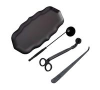 MUXSAM Candle Accessory Set Gift Box, Exquisite Wave Storage Tray Plate, Candle Wick Trimmer, Bell Candle Wick Snuffer, Candle Wick Dipper, 4-in-1 Candle Care Toll Kit for Scented Candle Lover, Black