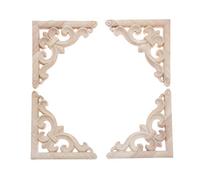 MUXSAM Carved Wood Applique Unpainted, 4Pcs Wooden Corner Onlay Applique Frame Carving Wood Decal for Home Furniture Wall Cabinet Dresser Cupboard Headboard 12 * 12cm/4.72"*4.72"