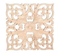MUXSAM Square Wood Carved Onlays Appliques, Unpainted Ornate Wooden Carvings Center Decals for Closet Door Cabinet Drawer Wall Ceilling Dresser Wardrobe Furniture DIY Decor(1-Pack, 15cm/6")