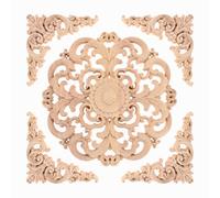 MUXSAM Wood Appliques Onlays Decorative,4PCS Wooden Caring Corner Decals and 1PCS Center Carving Decal,for Wall Cabinet Door Cupboard Dresser Wardrobe