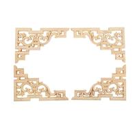 MUXSAM Wood Carved Corners Appliques, 4-Pack Little Wood Onlays, Retro Carvings Decals for Mirrors Doors Walls Shelves Boxes Chests Cabinets Dresser Old Futniture DIY Project, 15x10cm/5.9"x3.94"
