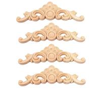 MUXSAM Wood Carved Moulding Applique Long Onlay 4pcs 13 * 4cm Unpainted Flower Door Home Decor European Style