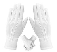 MUXTTAO 2 Pairs White Gloves Fancy Dress, Stitched Snap Closure, Soft Moisturizing and Reusable for Catering, Jewelry Inspections, Parade Guard Police and Formal Events, Tuxedos, Wedding