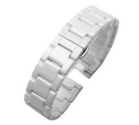 MUXUMAO 14mm 15mm 16mm 17mm 18mm 20mm 22mm Quick-Release Ceramic Watch Strap with Stainless Steel Buckle for Women and Men(White,19mm)