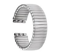 MUXUMAO 17mm 20mm Classic Elastic Stainless Steel Stretch Expansion Watch Strap Silver Men Women(Silver-Polished_20mm)