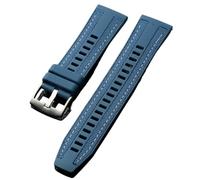 MUXUMAO 22mm Quick-Release Silicone Watch Strap, Nylon Stitching, Adjustable, Universal, Stainless Steel Buckle(Blue)