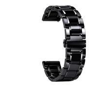 MUXUMAO Ceramic Watch Strap 20mm 22mm Bracelet Quick Release Metal Watch Bands Universal Adjustable(Black Silver,22mm)