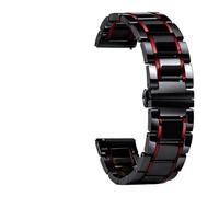 MUXUMAO Ceramic Watch Strap 20mm 22mm Bracelet Quick Release Metal Watch Bands Universal Adjustable(Black red,20mm)