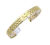 MUXUMAO Stainless Steel Strap 6mm 8mm 10mm 12mm 14mm Replacement Band Women's Metal Watch Straps(Silver gold,10mm)