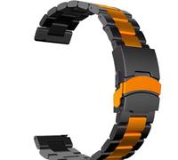 MUXUMAO Titanium Aluminum Alloy Watch Strap 20mm 22mm Men's Folding Buckle Universal Watch Strap(Black Orange,20mm)
