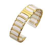 MUXUMAO Women's Stainless Steel Ceramic Watch Band, Quick-Release Universal Wristband, 16mm, 18mm, 20mm, 22mm.(White Gold,22mm)