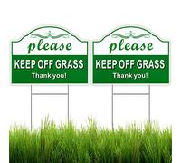 MUXYH 2 Pack Keep Off Grass Sign, Keep Dogs Off Sign for Lawn, 12.6"X9.4" Corrugated Plastic Double Sided Signs with Metal Wire H-Stakes