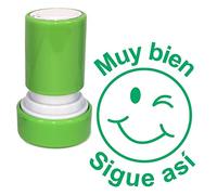 Muy bien, Sigue así Spanish Teacher Stamp. Self-Inking, 22mm, Reinkable, Quality Stamper for Marking and Praise. Green Ink
