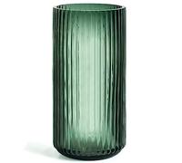 Muyan 7.5" Flower Vase for Decor Ribbed Glass Vase Modern for Centerpieces Desktop Home Office Dining Living Room Wedding (Green)
