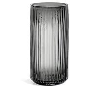 Muyan 9.8" Flower Vase for Decor Ribbed Glass Vase Modern for Centerpieces Desktop Home Office Dining Living Room Wedding (Gray)