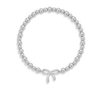 MUYAN Bow Stretch Bracelet for Women Beaded Stretch Charm Bracelet Dainty Stackable Fashion Jewelry, M, Brass, no gemstone