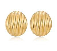 MUYAN Gold Ribbed Chunky Earrings for Women Trendy Minimalist Vintage Polished Plissee Stud Earrings Fashion Jewelry Gift