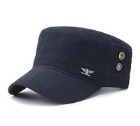 MUYAN Military Cap Men's Cap Military Army Style Cap Cotton Adjustable Sun Cap Unisex Flat Peak, A-navy, 0-3 Months