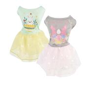 MuYaoPet 2 Packs Happy Easter Dog Dress,Easter Eggs Butterfly Pet Cat Puppy Dresses Tutu Skirt,Summer Small Dog Girl Shirt Clothes Rabbit Bunny Costume (Green+Grey, L)