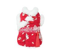 MuYaoPet Dog Happy New Year Costume Outfit,Dog Cheongsam Tang Suit Winter Fleece Dog Chinese New Year Clothes with Leash Ring for Small Dogs,Fancy Pet Cats Christmas Skirt Dress(Red, XS)
