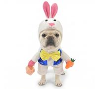 MuYaoPet Easter Bunny Dog Costume,3D Pet Rabbit Hat with Ears,Funny Cat Clothes Halloween Eater Party Mascot Outfit for Small Medium Dogs,Easter Egg Hunt Photo Props,XL