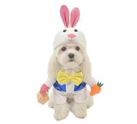 MuYaoPet Easter Bunny Dog Costume,3D Pet Rabbit Hat with Ears,Funny Cat Clothes Halloween Eater Party Mascot Outfit for Small Medium Dogs,Easter Egg Hunt Photo Props,M