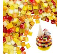 MUYAPAY 1100 PCS Mosaic Tiles Smooth Rounded Edges Mosaic Tiles Arts and Crafts Vivid Rich Colors Ceramic Tile for DIY Crafts Plates Flowerpots Vases Cups Home Decor(Red Yellow Orange Blends)