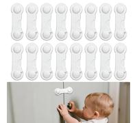 MUYAPAY 16 PCS Child Locks for Kitchen Cupboards Strong Adhesive Cupboard Locks for Children No Drilling Required Child Lock White Drawer Lock Cupboard for Kitchen Cabinet(Short Style)